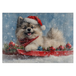 そりの中のケースホンド犬 Let it Snow クリスマス カッティングボード