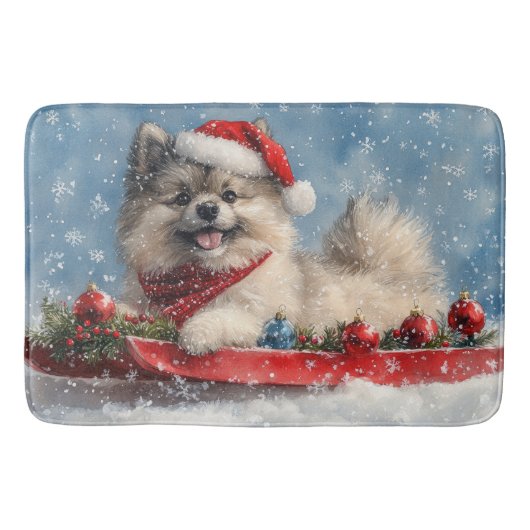 そりの中のケースホンド犬 Let it Snow クリスマス バスマット (正面)
