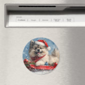 そりの中のケースホンド犬 Let it Snow クリスマス マグネット (インサイチュ (食洗機))