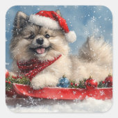 そりの中のケースホンド「雪が降りますように」クリスマス スクエアシール (正面)