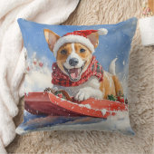 そりの中のバセンジー犬 Let it Snow クリスマス クッション (ブランケット)