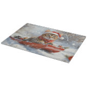 そりの中のベンガル猫 Let it Snow クリスマス カッティングボード (角)