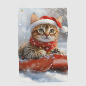 そりの中のベンガル猫 Let it Snow クリスマス ゴルフタオル (正面)