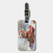 そりの中のベンガル猫 Let it Snow クリスマス ラゲッジタグ (正面縦)