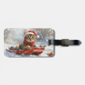 そりの中のベンガル猫 Let it Snow クリスマス ラゲッジタグ (裏面横)