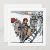 そりの乗車のクリスマスNisseおよびKersti シーズンカード (正面/裏面)