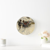 そりの乗車1896年(キャンバスの油) ラウンド壁時計 (ホーム)