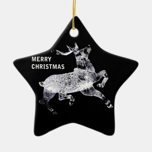 そりの引き手のクリスマスGCU セラミックオーナメント (正面)