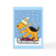 そりの挨拶状のかわいいのAiredaleテリア犬