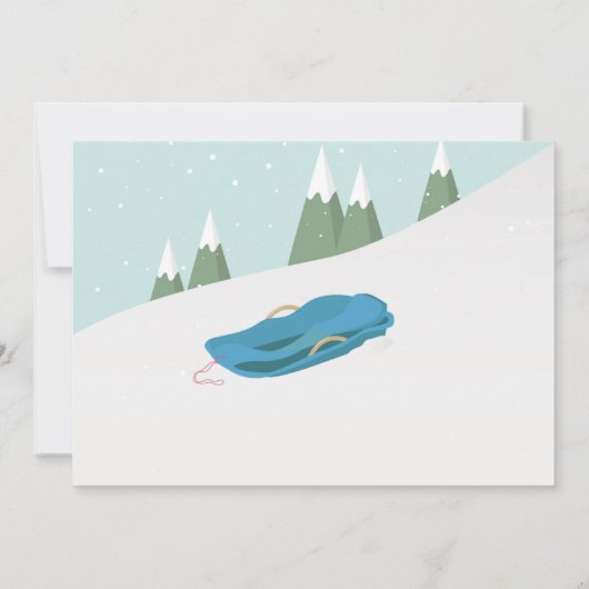 そりの男の子の誕生日パーティースロープスノーボードフォト 招待状 (裏面)