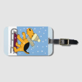 そりの荷物のラベルのかわいい漫画の小犬 ラゲッジタグ (正面横)