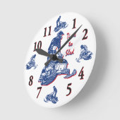 そりまでの時間-スノーモービル時計 ラウンド壁時計 (傾斜)