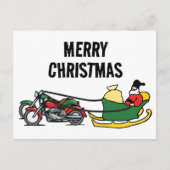 そりを引おもしろいくバイクのクリスマス ポストカード (正面)