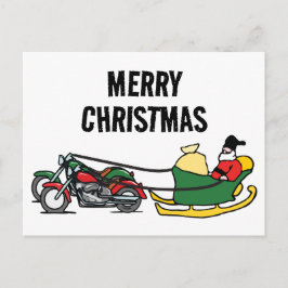 そりを引おもしろいくバイクのクリスマス ポストカード