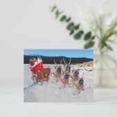 そりを引くクリスマスパグの犬 シーズンポストカード (スタンド正面)