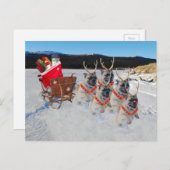 そりを引くクリスマスパグの犬 シーズンポストカード (正面/裏面)