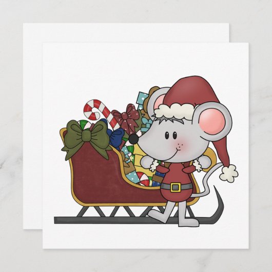 そりを持つサンタのマウス シーズンカード (正面/裏面)