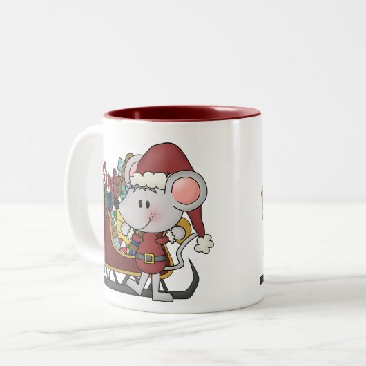 そりを持つサンタのマウス ツートーンマグカップ (正面左)