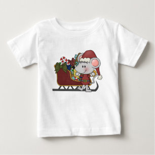 そりを持つサンタのマウス ベビーTシャツ