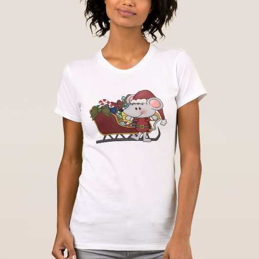 そりを持つサンタのマウス Tシャツ (正面)