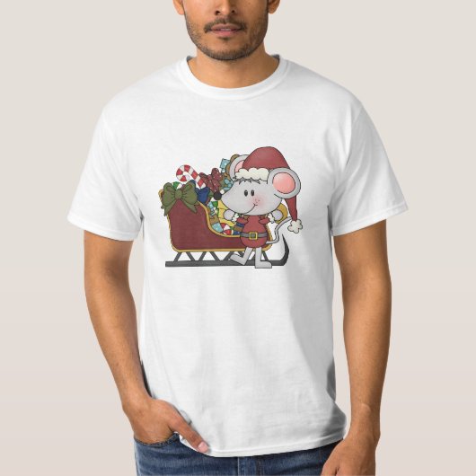 そりを持つサンタのマウス Tシャツ (正面)