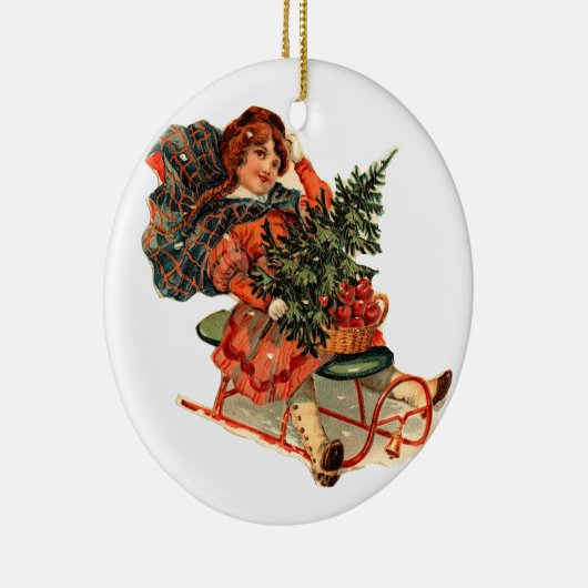 そりファッションドの古いクリスマス セラミックオーナメント (右)