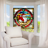 そりフェイクの大きなステンドグラスのサンタクロース ウィンドウサイン