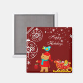 そりマグネット付きクリスマスベア マグネット (正面/裏面)
