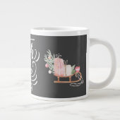 そり乗り物とホットココアクリスマスグレー ジャンボコーヒーマグカップ (右)