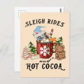 そり乗り物とホットココア ポストカード (正面/裏面)