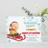 そり女の子の誕生日の招待状 シーズンカード (スタンド正面)