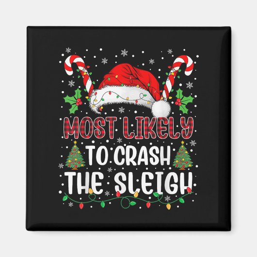 そり家族のクリスマスマッチに最も適している マグネット (正面)