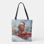 そり犬のダックスフント 雪を降らせて クリスマス トートバッグ (裏面)