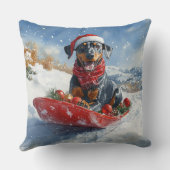 そり犬のドーベルマン 雪を降らせて クリスマス クッション (裏面)