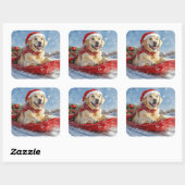 そり犬のラブラドール犬 雪を降らせて クリスマス スクエアシール (シート)