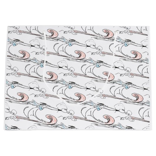 そり犬クリスマス抱き枕 ラージペーパーバッグ (正面)