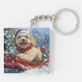 そり犬コカプー 雪を降らせて クリスマス キーホルダー (裏面)