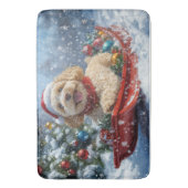 そり犬コカプー 雪を降らせて クリスマス バスマット (正面縦)