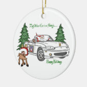 そり白のサンタ セラミックオーナメント (左)