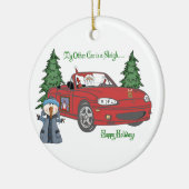 そり赤いサンタ セラミックオーナメント (左)