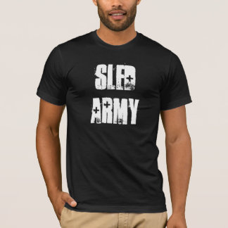 "そり軍隊"の黒のSledders.comのTシャツ Tシャツ