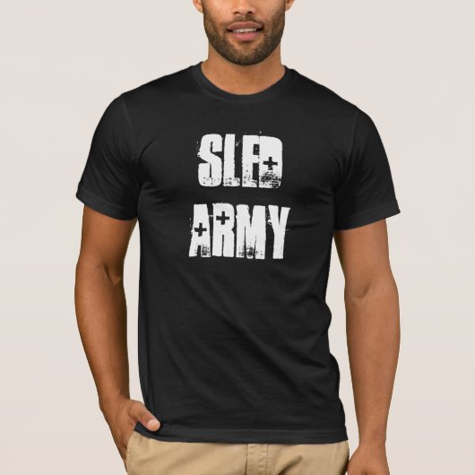 "そり軍隊"の黒のSledders.comのTシャツ Tシャツ (正面)