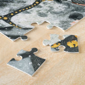 そり鐘のリング-冬のPercheronの馬のチーム ジグソーパズル (側面)