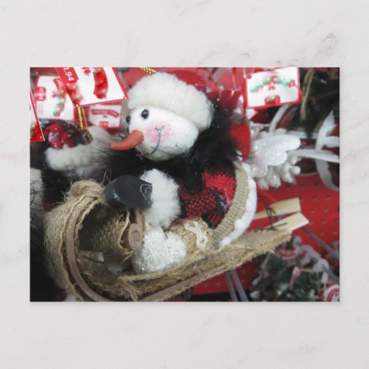 そり雪だるま ポストカード (正面)