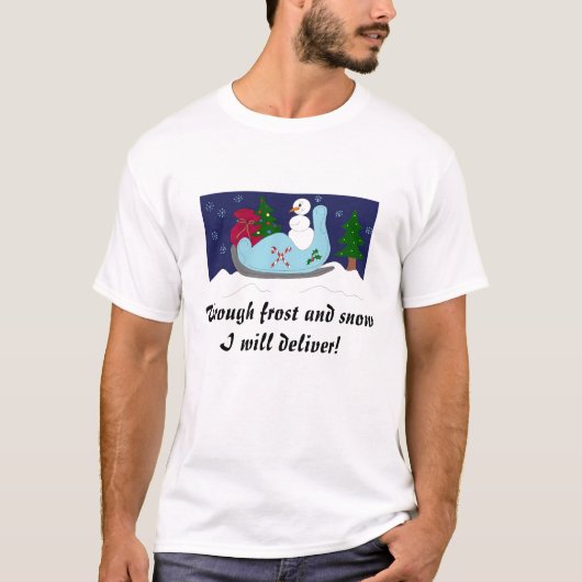 そり馬車に乗った雪だるま Tシャツ (正面)