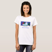 そり馬車を運転する雪だるま Tシャツ (正面フル)