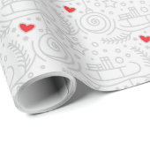 そり、オーナメント、およびハート包装紙 ラッピングペーパー (ロールコーナー)