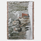 そり+乗る，雪，森，馬，冬，白，ギャロップ スローブランケット (正面縦)