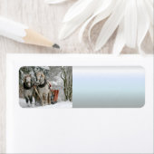 そり+乗る，雪，森，馬，冬，白，ギャロップ ラベル (インサイチュ)