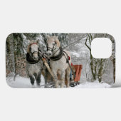 そり+乗る,雪,森,馬,冬,白,ギャロップ Case-Mate iPhoneケース (裏面 (横))
